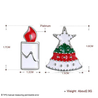 Rose Gold Platinum Enamel Stud Earrings Christmas Tree Candle 17x12mm P133