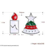 Rose Gold Platinum Enamel Stud Earrings Christmas Tree Candle 17x12mm P133