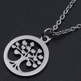 Stainless Steel Pendant Necklace Lobster Clasp Ring Tree Silver 17.7" 1.5mm P46