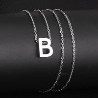 Stainless Steel Women's Unisex 18 Inch Necklace Pendant Letter Lobster Clasp S3