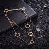 Yellow Gold Plated Necklace Chain AAA Zirconia Blue Lobster Clasp B386