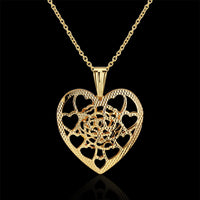 Yellow Gold Platinum Plated Necklace Women's Pendant Heart Lobster Clasp B281