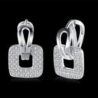 Platinum Plated Earrings  Drop Dangle AAA Zirconia Latch Back Clasp L577