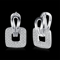 Platinum Plated Earrings  Drop Dangle AAA Zirconia Latch Back Clasp L577