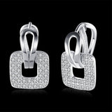 Platinum Plated Earrings  Drop Dangle AAA Zirconia Latch Back Clasp L577