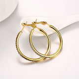 Rose Yellow Gold Silver Zirconia Latch Back Hoop Earrings L113