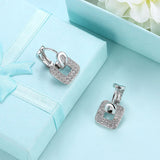 Platinum Plated Earrings  Drop Dangle AAA Zirconia Latch Back Clasp L577