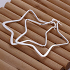 Sterling Silver Plated Hoop Pierced Earrings Star L99