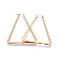 304 Stainless Steel Hoop Earrings Triangle Gold 64x51x2mm Pin 0.8mm  P612