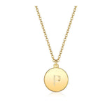 Pendant Necklace Chains Flat Round Initial Alphabet Letter Gold 16.15" P652