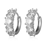 Brass Micro Pave Cubic Zirconia Hoop Earrings Clear Gold Silver 1mm Z356