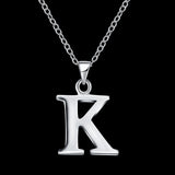 Sterling Silver Plated Necklace Women Pendant Initial Letter Alphabet B375