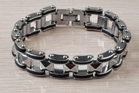 Men Unisex Stainless Steel Rubber Bracelet Chain Link 8.5" G2