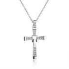 Rose Gold Platinum Plated Necklace Pendant Cross Zirconia 28 Inches 1.5MM B88