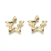 Brass Cuff Earrings Star Gold 20.5x20.5x2.5mm  P616