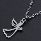 Stainless Steel Pendant Necklace Lobster Pray Angel Silver Gold 15.7" 1.5mm P51