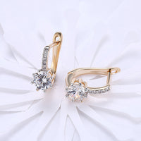 Yellow Gold Plated Earrings  Hoop Huggies AAA Zirconia  Latch Back Clasp L592
