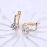 Yellow Gold Plated Earrings  Hoop Huggies AAA Zirconia  Latch Back Clasp L592