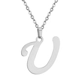 Stainless Steel Women's Unisex 18 Inch Necklace Pendant Letter Lobster Clasp S2