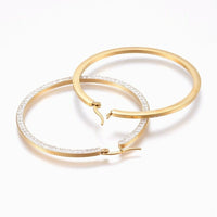 Stainless Steel Hoop Earrings Polymer Clay Rhinestone Gold 1.4" Up To 2.3" P595
