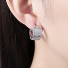 Yellow Gold Platinum Plated Earrings Hoop Huggies Zirconia Latch Back Clasp L548