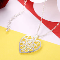 Yellow Gold Platinum Plated Necklace Women's Pendant Heart Lobster Clasp B281