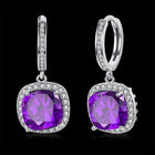 Yellow Gold Platinum Plated Earrings  Drop Dangle Zirconia Latch Back Clasp L594