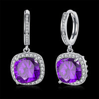 Yellow Gold Platinum Plated Earrings  Drop Dangle Zirconia Latch Back Clasp L594