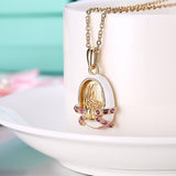 Yellow Gold Plated Necklace Pendant  AAA Zirconia  Lobster Clasp B178