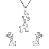 Stainless Steel Women's Unisex Set 18 Inch Necklace Earrings Giraffe Y23