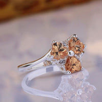 Sterling Silver Plated Heart CleverZirconia Flower Band Ring Size 8 B143