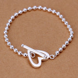 Unisex Women's Sterling Silver Plated  Bracelet Beads Size 8.5 Inches 4MM Toggle L6