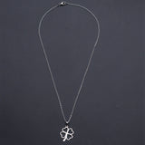 Stainless Steel Pendant Necklace Lobster Clasp Clover Silver 17.71" 1.5mm P98