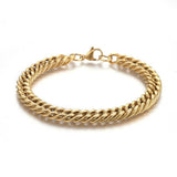 Stainless Steel Cuban Link Chain Bracelet Lobster Silver Gold 8.8" 13mm P240