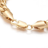 Stainless Steel Chain Bracelet Bayonet Gold 8-5/8inches(22cm) 10mm Z180