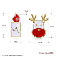 Rose Gold Silver Enamel Stud Earrings Christmas Reindeer Rudolph 16x7mm P132
