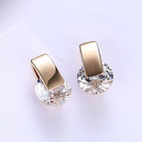 Platinum Plated Earrings Stud AAA Zirconia Blue Push Back Clasp L590