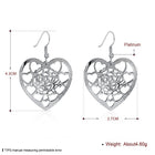 Yellow Gold Platium Plated Earrings Heart Chadelier Fish Hook Clasp L631