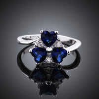 Sterling Silver Plated Heart CleverZirconia Flower Band Ring Size 8 B143
