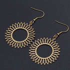 201 Stainless Steel Dangle Earrings Sun Silver 62mm Pin: 0.6mm Z394
