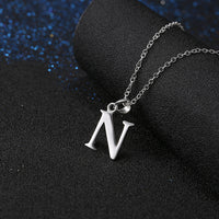 Sterling Silver Plated Necklace Women Pendant Initial Letter Alphabet B375