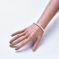 Natural Pearl Beads Stretch Bracelets 2"(5.2cm)  6-10MM Pear Size P507