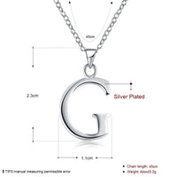 Sterling Silver Plated Necklace Women Pendant Initial Letter Alphabet B375