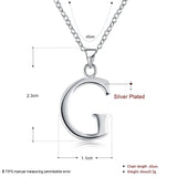 Sterling Silver Plated Necklace Women Pendant Initial Letter Alphabet B375