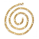 Stainless Steel Chain Figaro Necklace Lobster Clasp Gold 19.68" 50cm Z624