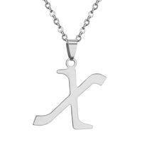 Stainless Steel Women's Unisex 18 Inch Necklace Pendant Letter Lobster Clasp S2