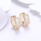 Platinum Plated Earrings Hoop Huggies AAA Zirconia Latch Back Clasp L544