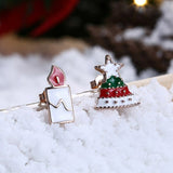 Rose Gold Platinum Enamel Stud Earrings Christmas Tree Candle 17x12mm P133