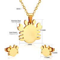 Stainless Steel Women's Unisex Set 18 Inch Necklace Earrings Crab Y33