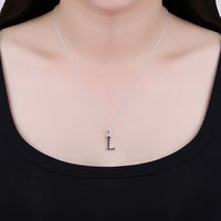 Sterling Silver Plated Necklace Women Pendant Initial Letter Alphabet B375